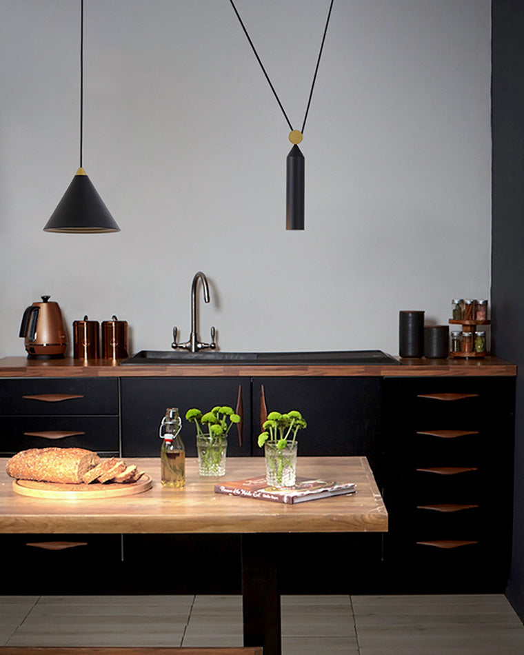 Cone Counterweight Pulley Swag Pendant Lamp - Adjustable Lighting Fixture for Home Decor & Dining Areas