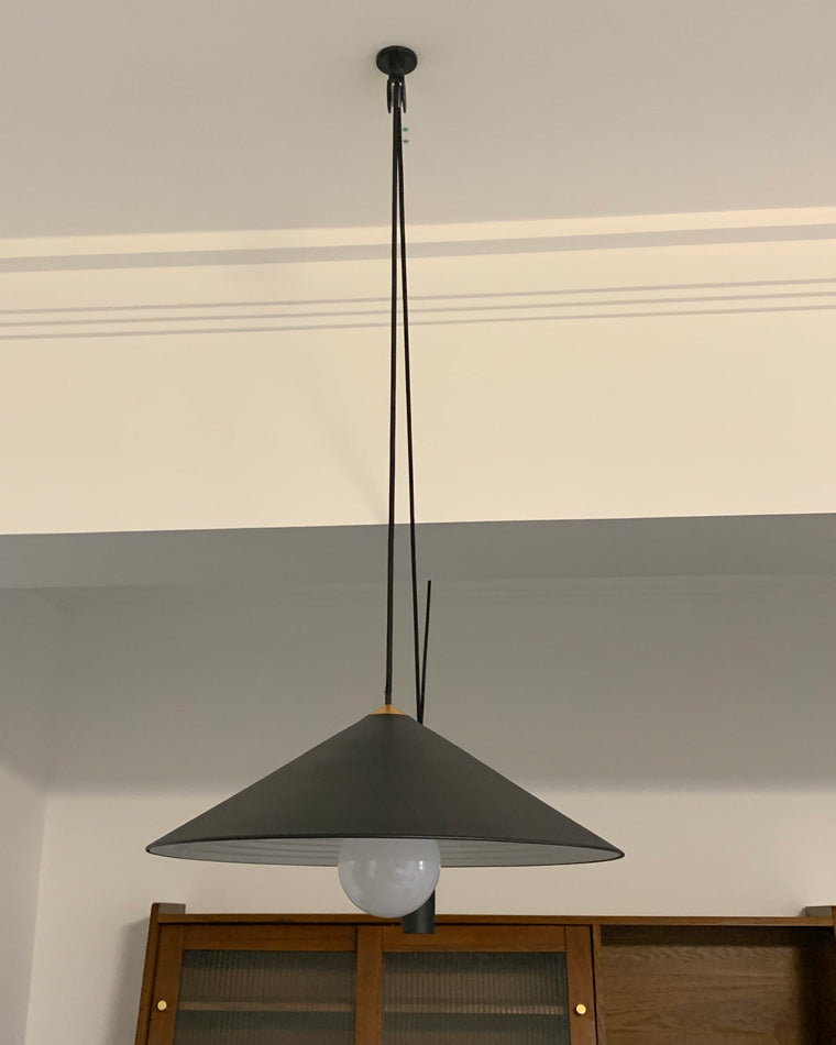 Cone Counterweight Pulley Swag Pendant Lamp - Adjustable Lighting Fixture for Home Decor & Dining Areas