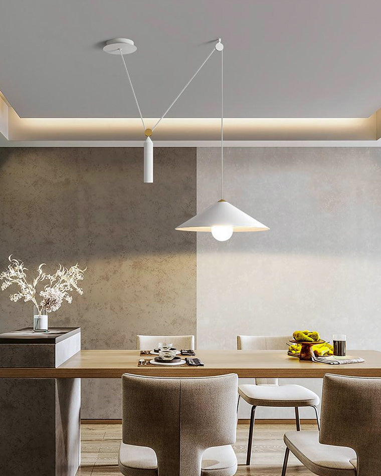 Cone Counterweight Pulley Swag Pendant Lamp - Adjustable Lighting Fixture for Home Decor & Dining Areas