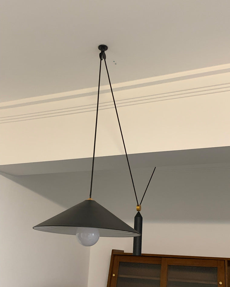 Cone Counterweight Pulley Swag Pendant Lamp - Adjustable Lighting Fixture for Home Decor & Dining Areas