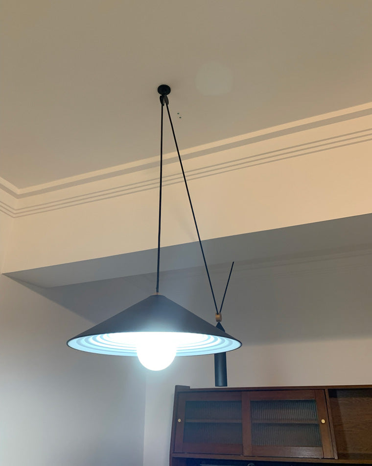 Cone Counterweight Pulley Swag Pendant Lamp - Adjustable Lighting Fixture for Home Decor & Dining Areas