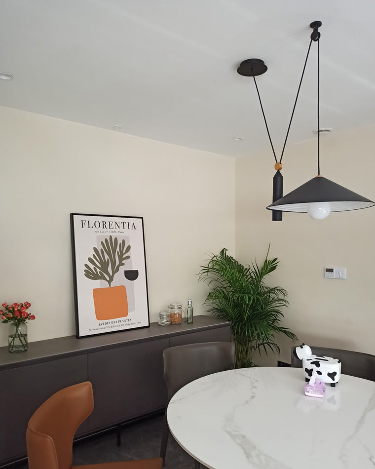 Cone Counterweight Pulley Swag Pendant Lamp - Adjustable Lighting Fixture for Home Decor & Dining Areas