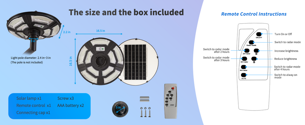 1500W Commercial Solar Flag Pole Light with 98-Inch Waterproof Post and Remote Control for Outdoor Use