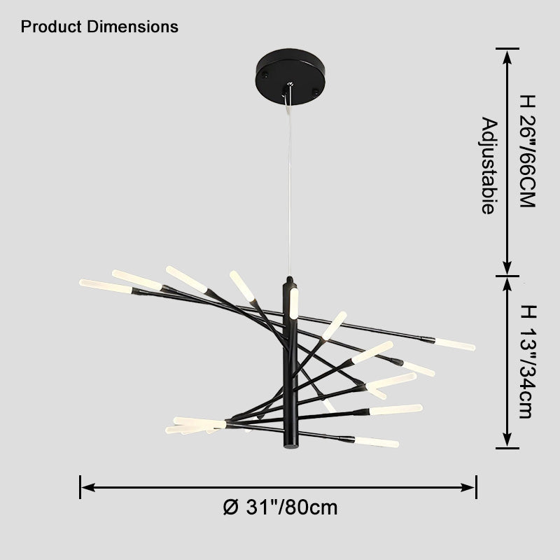 LED Spiral Chandelier - Modern Fireworks Design - Ideal for Living Room & Dining Room Lighting
