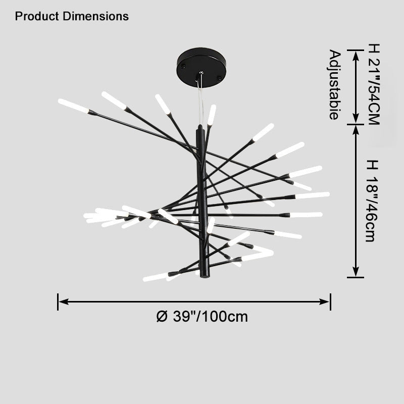 LED Spiral Chandelier - Modern Fireworks Design - Ideal for Living Room & Dining Room Lighting