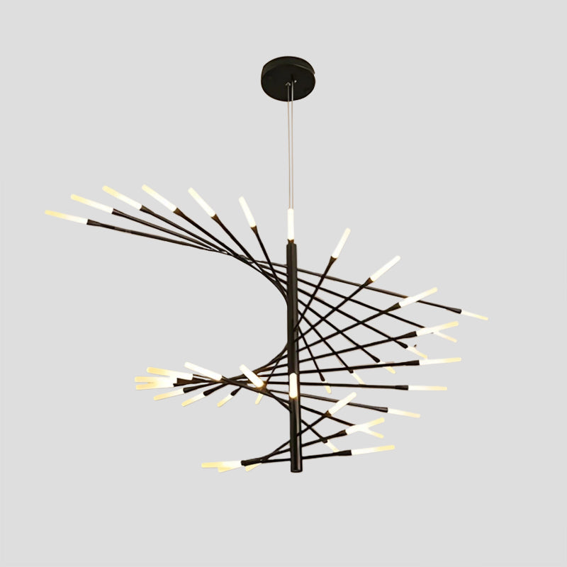 LED Spiral Chandelier - Modern Fireworks Design - Ideal for Living Room & Dining Room Lighting