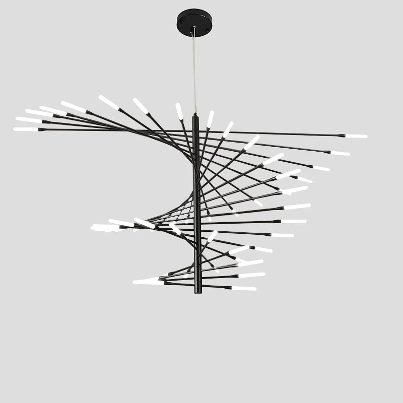 LED Spiral Chandelier - Modern Fireworks Design - Ideal for Living Room & Dining Room Lighting