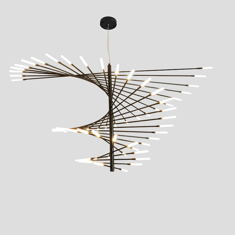 LED Spiral Chandelier - Modern Fireworks Design - Ideal for Living Room & Dining Room Lighting