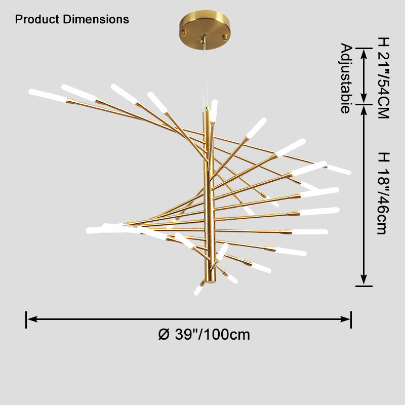 LED Spiral Chandelier - Modern Fireworks Design - Ideal for Living Room & Dining Room Lighting