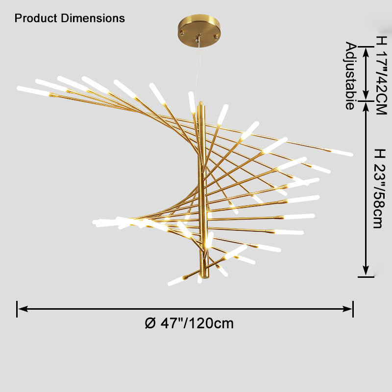 LED Spiral Chandelier - Modern Fireworks Design - Ideal for Living Room & Dining Room Lighting