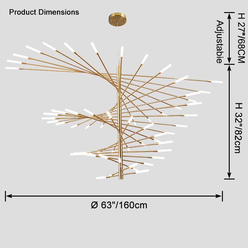 LED Spiral Chandelier - Modern Fireworks Design - Ideal for Living Room & Dining Room Lighting
