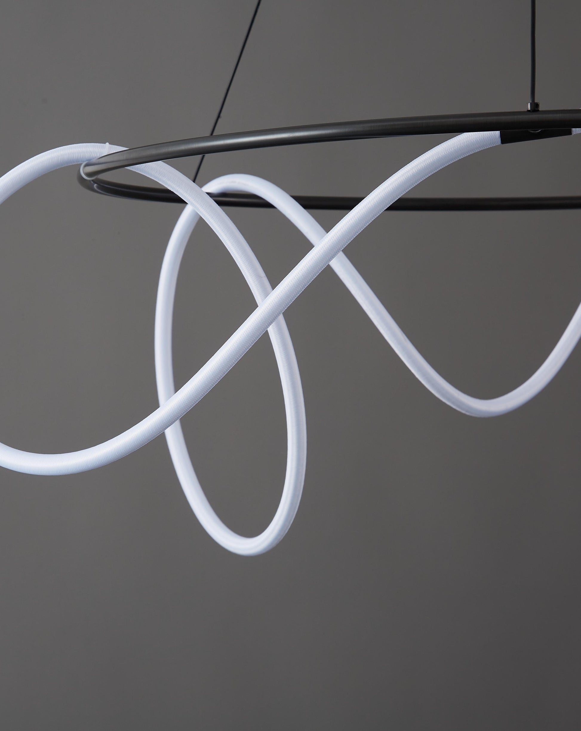 LED Rope Round Chandelier - Modern Fixture for Dining Room & Living Space Lighting