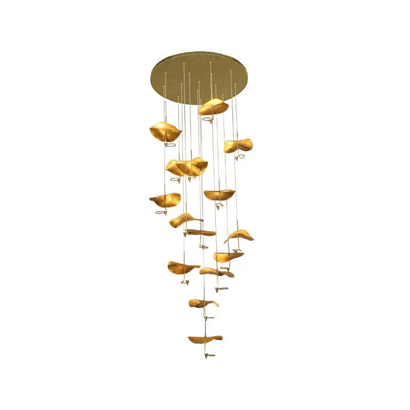 LED Lotus Leaf Chandelier Light Fixture - Modern Hanging Pendant for Dining Room & Living Room Decor