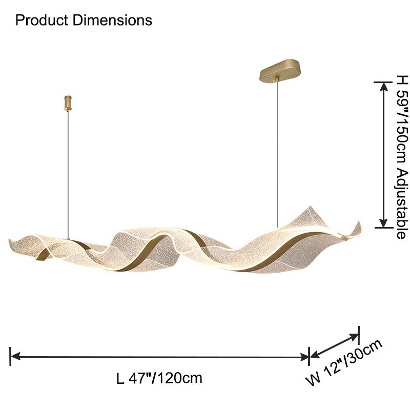 LED Wave Ribbon Acrylic Chandelier - Modern Light Fixture for Living Room & Dining Room Decor