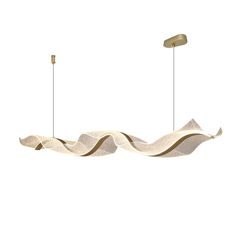 LED Wave Ribbon Acrylic Chandelier - Modern Light Fixture for Living Room & Dining Room Decor