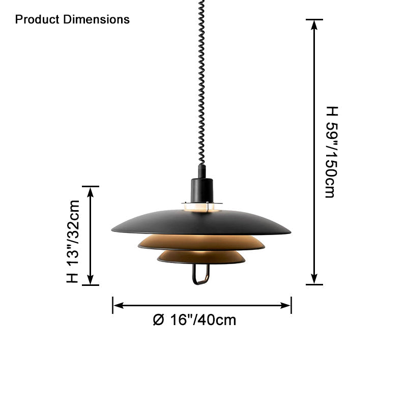 Danish Rise and Fall Pendant Light - Adjustable Height Fixture for Dining Room & Kitchen Lighting