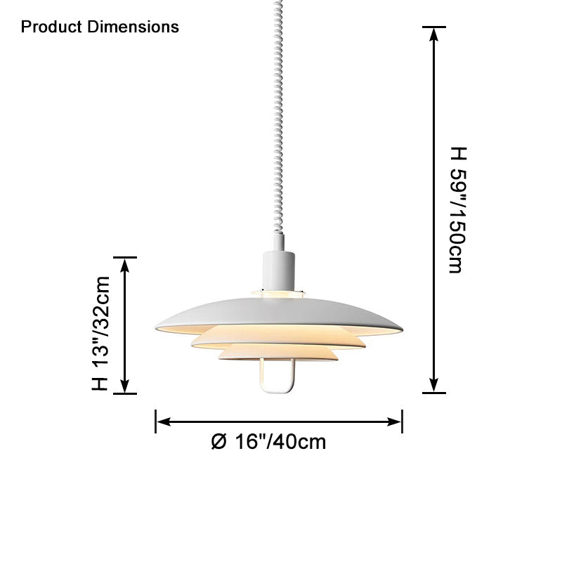 Danish Rise and Fall Pendant Light - Adjustable Height Fixture for Dining Room & Kitchen Lighting