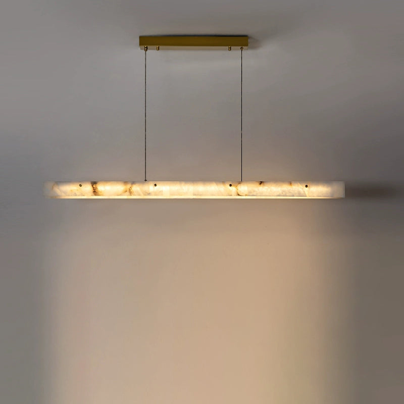 Linear Alabaster Chandelier - Modern Pendant Light Fixture for Dining Room & Living Room Decor