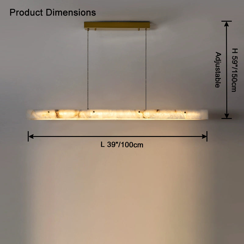 Linear Alabaster Chandelier - Modern Pendant Light Fixture for Dining Room & Living Room Decor