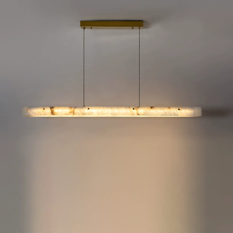 Linear Alabaster Chandelier - Modern Pendant Light Fixture for Dining Room & Living Room Decor