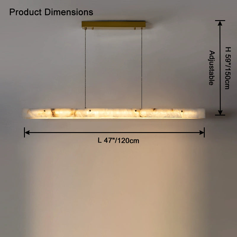 Linear Alabaster Chandelier - Modern Pendant Light Fixture for Dining Room & Living Room Decor