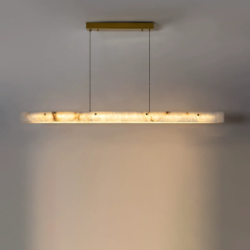 Linear Alabaster Chandelier - Modern Pendant Light Fixture for Dining Room & Living Room Decor