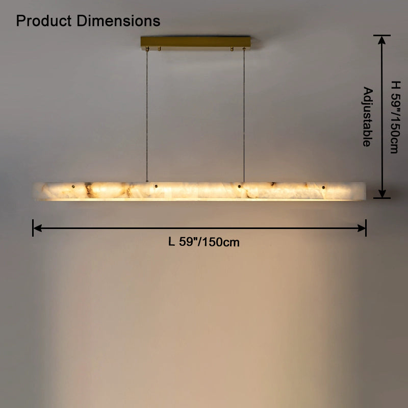 Linear Alabaster Chandelier - Modern Pendant Light Fixture for Dining Room & Living Room Decor