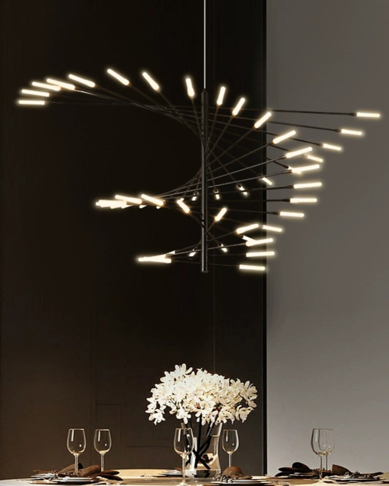 LED Spiral Chandelier - Modern Fireworks Design - Ideal for Living Room & Dining Room Lighting