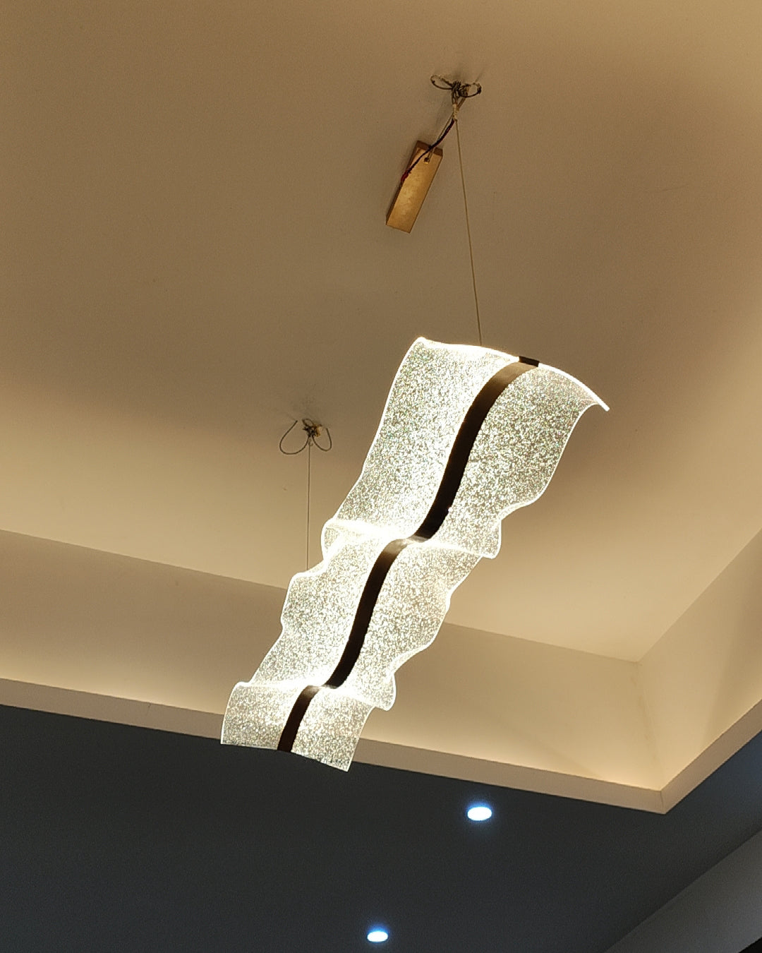 LED Wave Ribbon Acrylic Chandelier - Modern Light Fixture for Living Room & Dining Room Decor