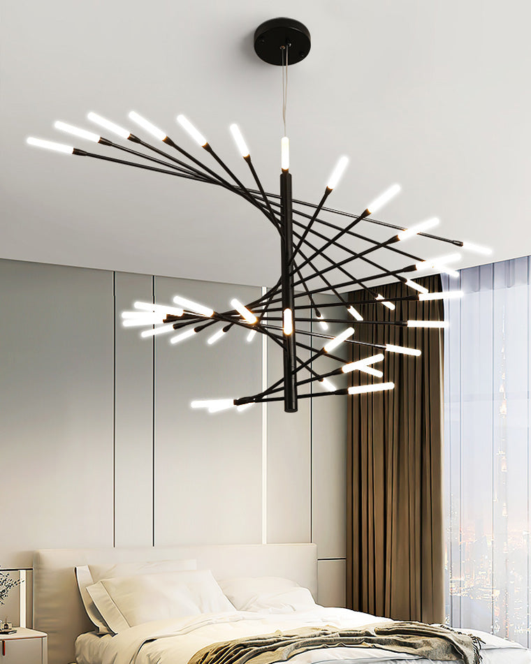 LED Spiral Chandelier - Modern Fireworks Design - Ideal for Living Room & Dining Room Lighting