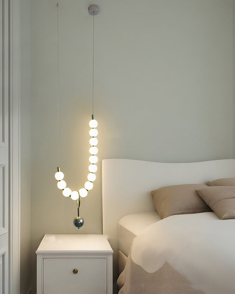 Brass Globe Chandelier Light Fixture - Modern Pearl Design for Dining Room & Living Spaces