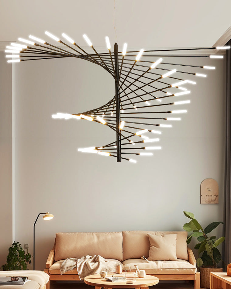 LED Spiral Chandelier - Modern Fireworks Design - Ideal for Living Room & Dining Room Lighting