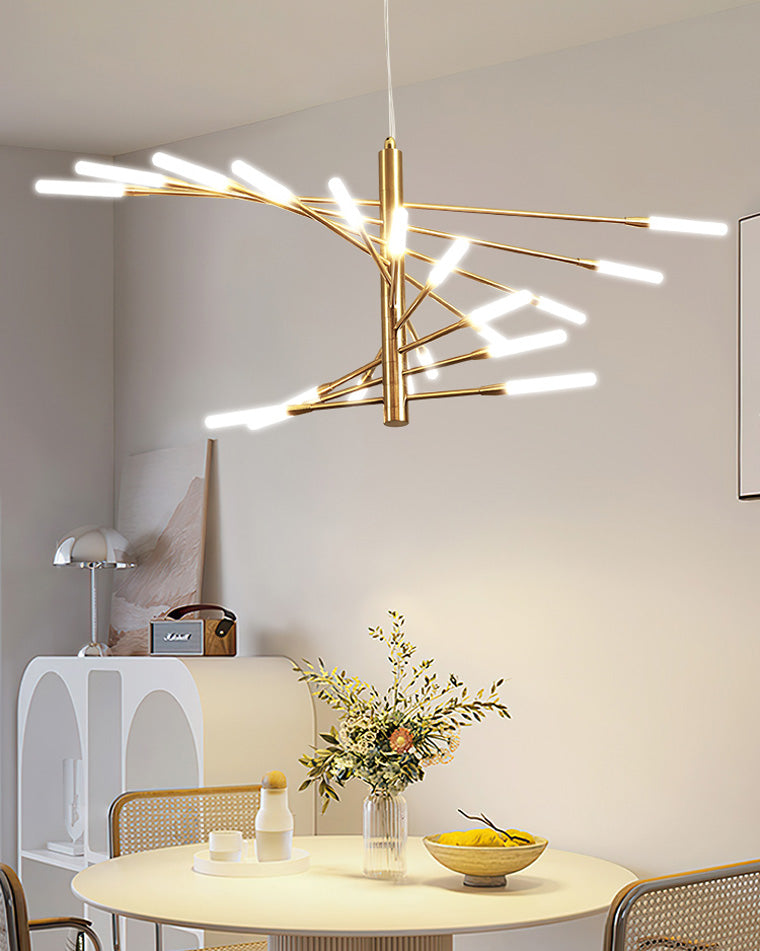 LED Spiral Chandelier - Modern Fireworks Design - Ideal for Living Room & Dining Room Lighting