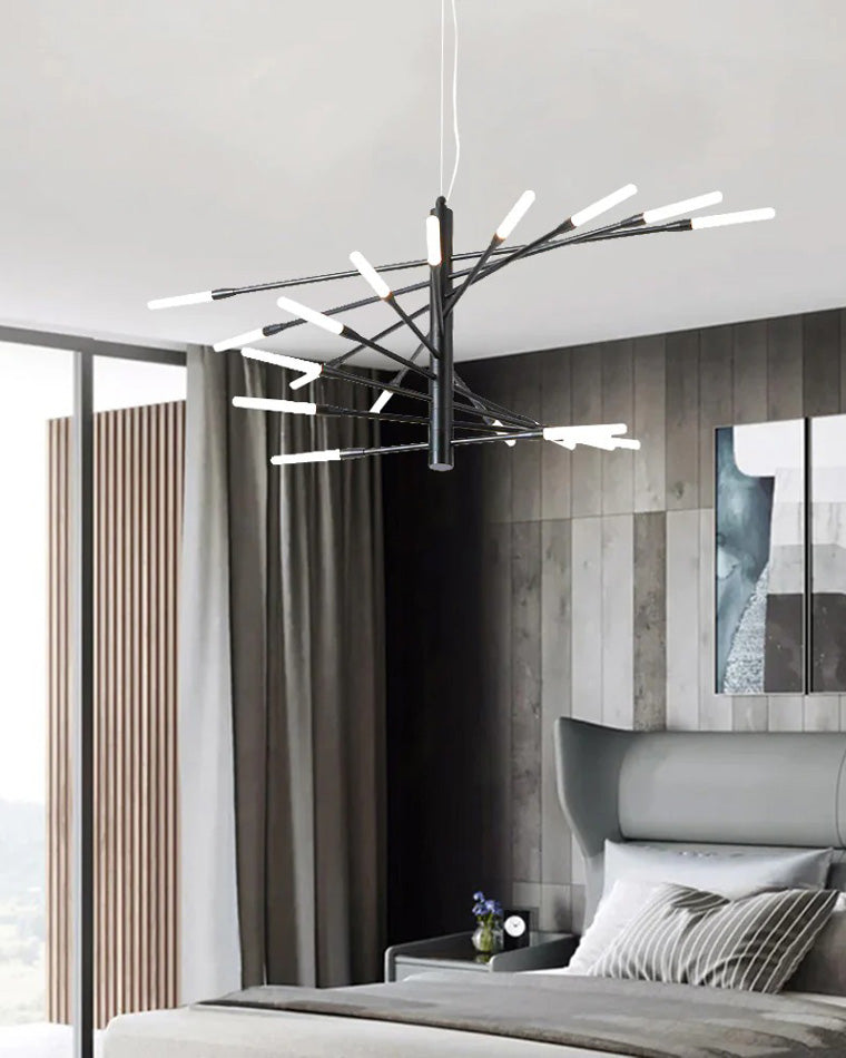 LED Spiral Chandelier - Modern Fireworks Design - Ideal for Living Room & Dining Room Lighting