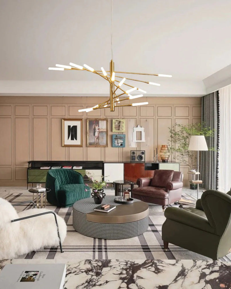 LED Spiral Chandelier - Modern Fireworks Design - Ideal for Living Room & Dining Room Lighting