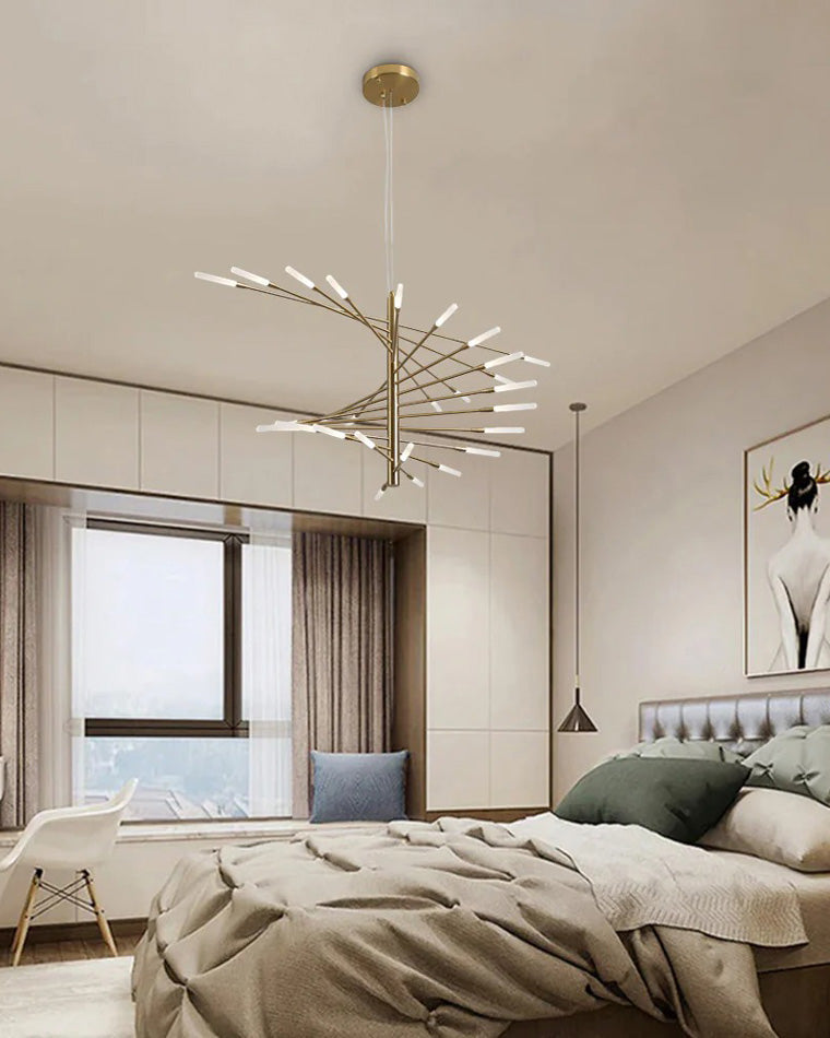 LED Spiral Chandelier - Modern Fireworks Design - Ideal for Living Room & Dining Room Lighting