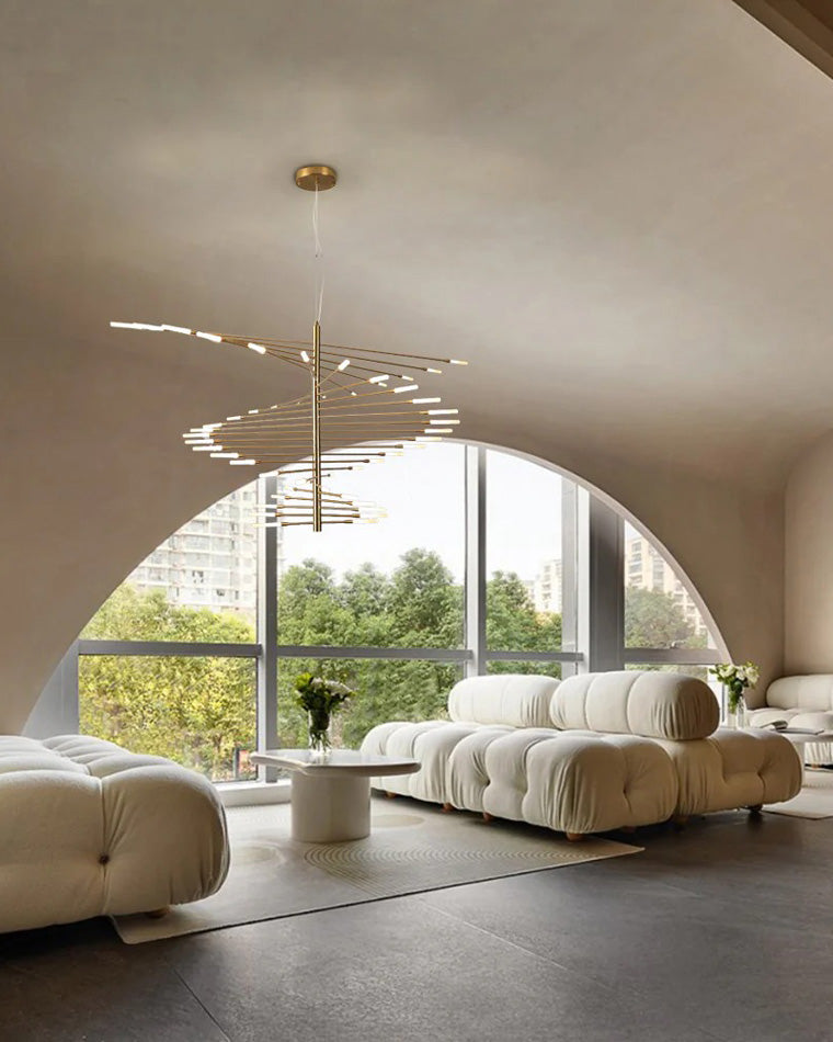 LED Spiral Chandelier - Modern Fireworks Design - Ideal for Living Room & Dining Room Lighting