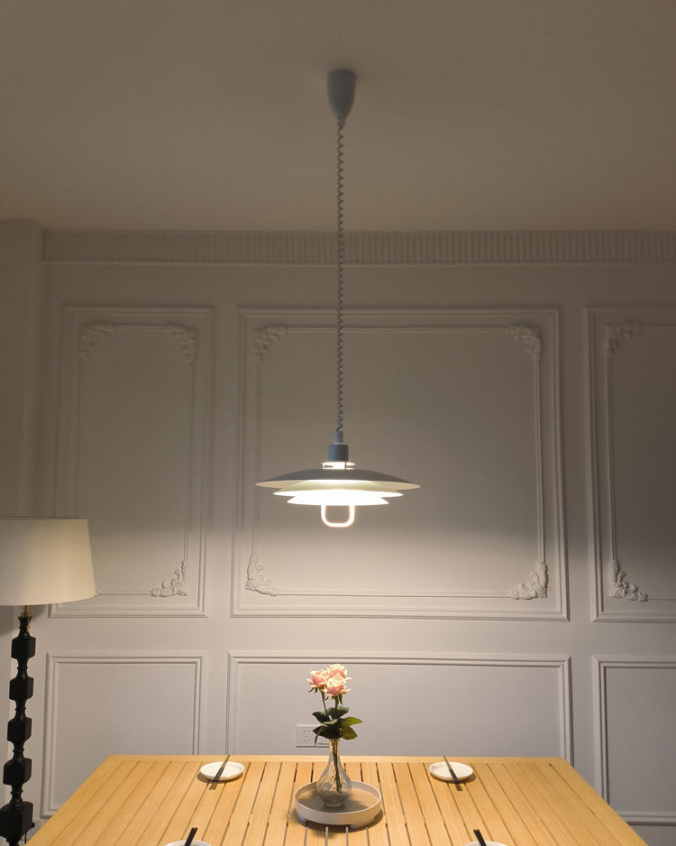 Danish Rise and Fall Pendant Light - Adjustable Height Fixture for Dining Room & Kitchen Lighting