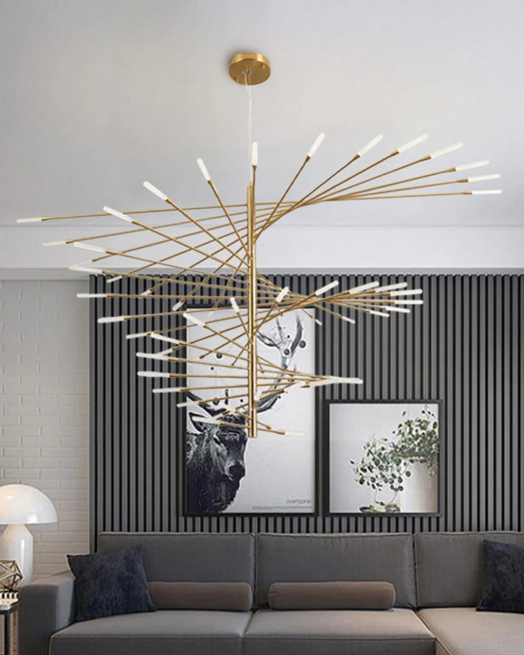 LED Spiral Chandelier - Modern Fireworks Design - Ideal for Living Room & Dining Room Lighting