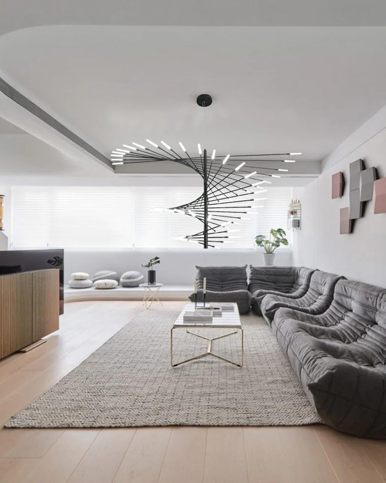 LED Spiral Chandelier - Modern Fireworks Design - Ideal for Living Room & Dining Room Lighting
