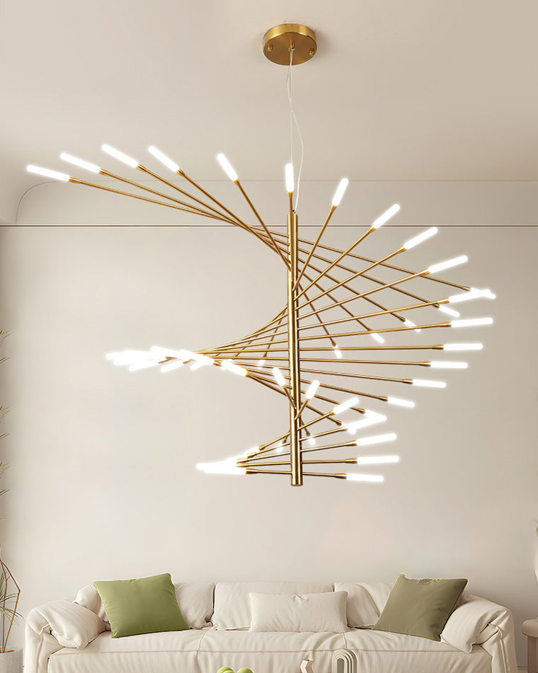 LED Spiral Chandelier - Modern Fireworks Design - Ideal for Living Room & Dining Room Lighting