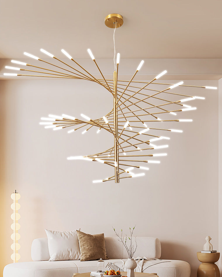 LED Spiral Chandelier - Modern Fireworks Design - Ideal for Living Room & Dining Room Lighting