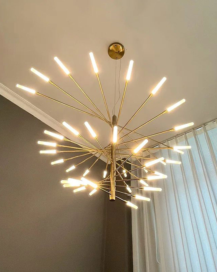 LED Spiral Chandelier - Modern Fireworks Design - Ideal for Living Room & Dining Room Lighting
