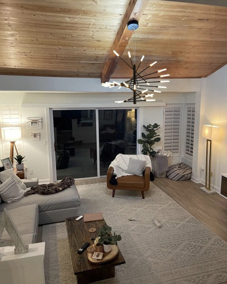 LED Spiral Chandelier - Modern Fireworks Design - Ideal for Living Room & Dining Room Lighting