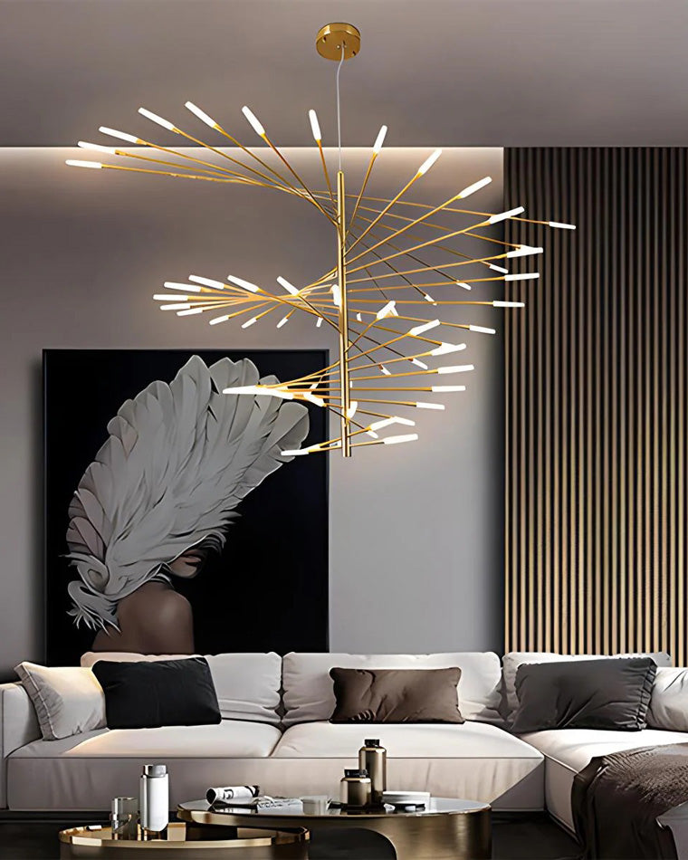 LED Spiral Chandelier - Modern Fireworks Design - Ideal for Living Room & Dining Room Lighting