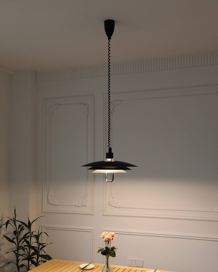 Danish Rise and Fall Pendant Light - Adjustable Height Fixture for Dining Room & Kitchen Lighting