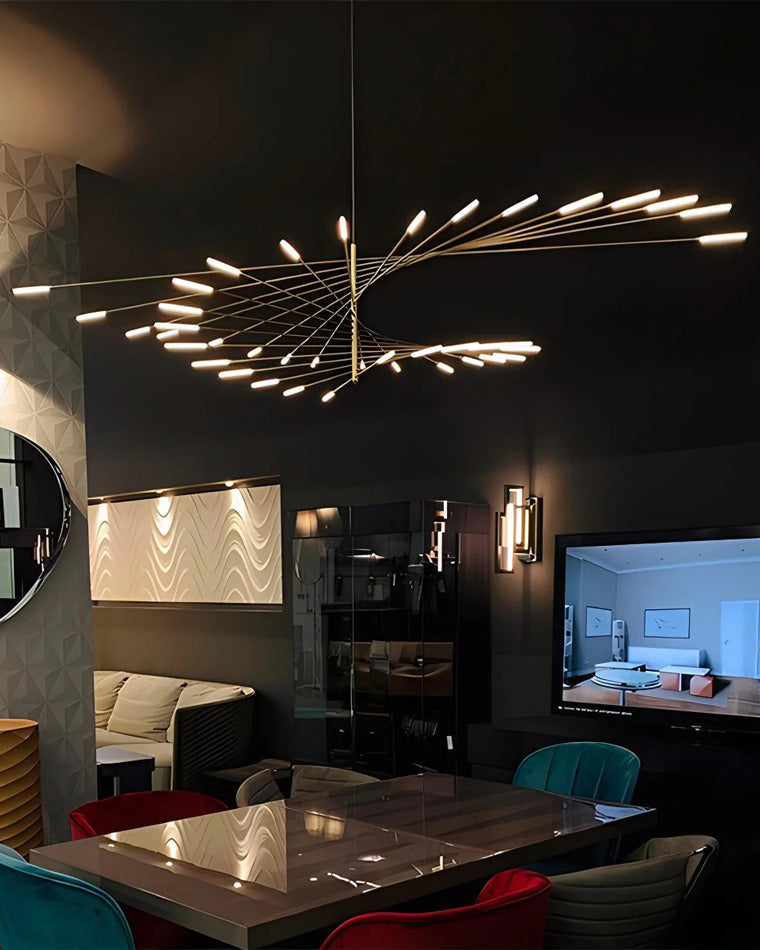 LED Spiral Chandelier - Modern Fireworks Design - Ideal for Living Room & Dining Room Lighting