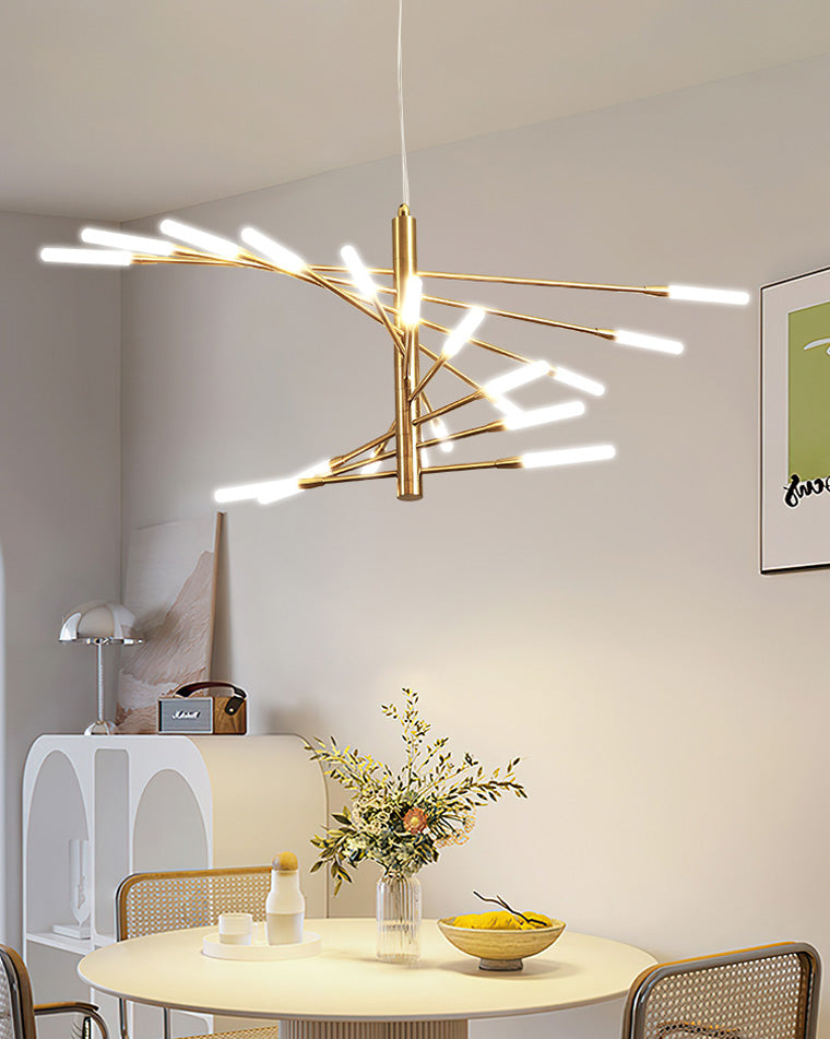 LED Spiral Chandelier - Modern Fireworks Design - Ideal for Living Room & Dining Room Lighting