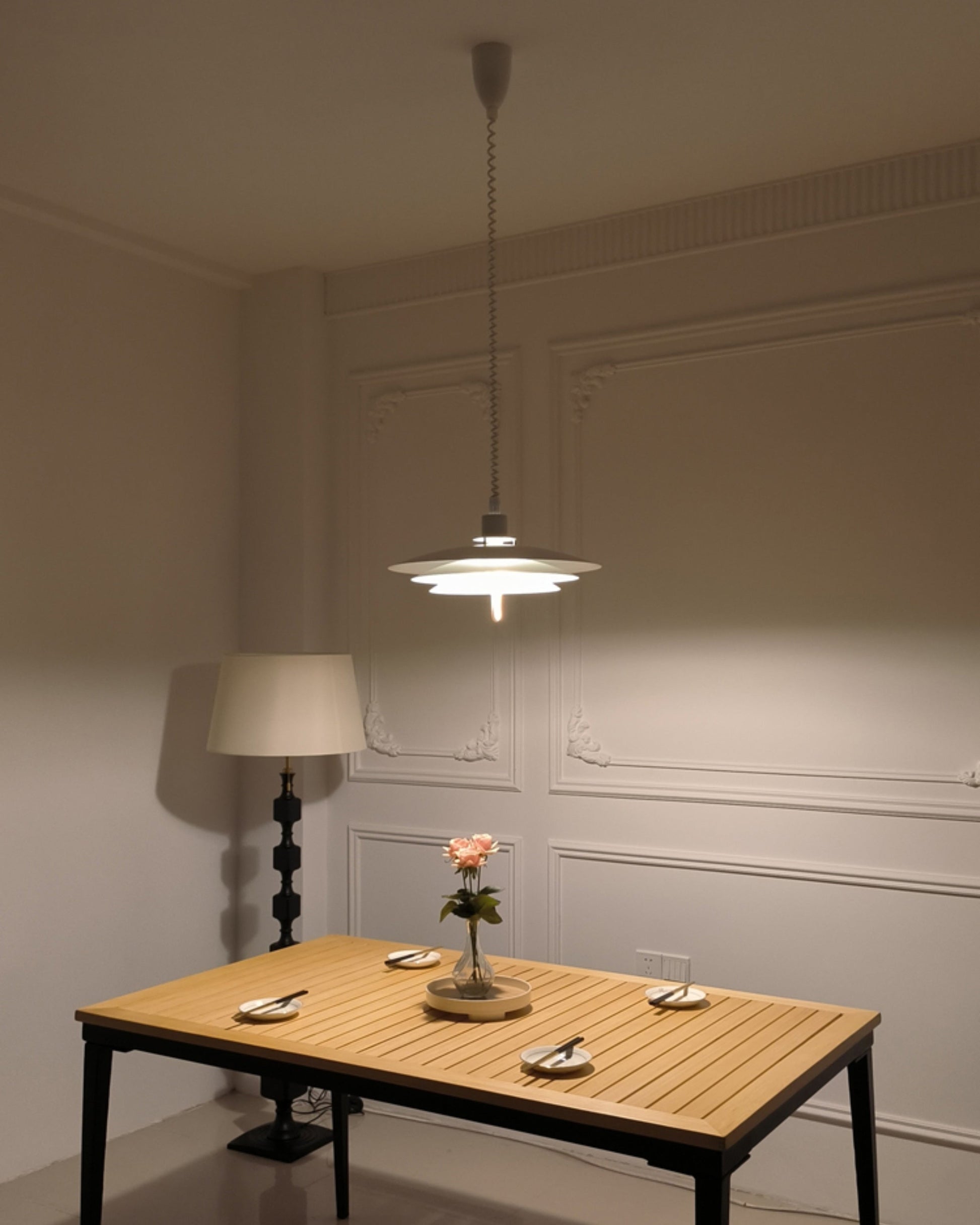 Danish Rise and Fall Pendant Light - Adjustable Height Fixture for Dining Room & Kitchen Lighting