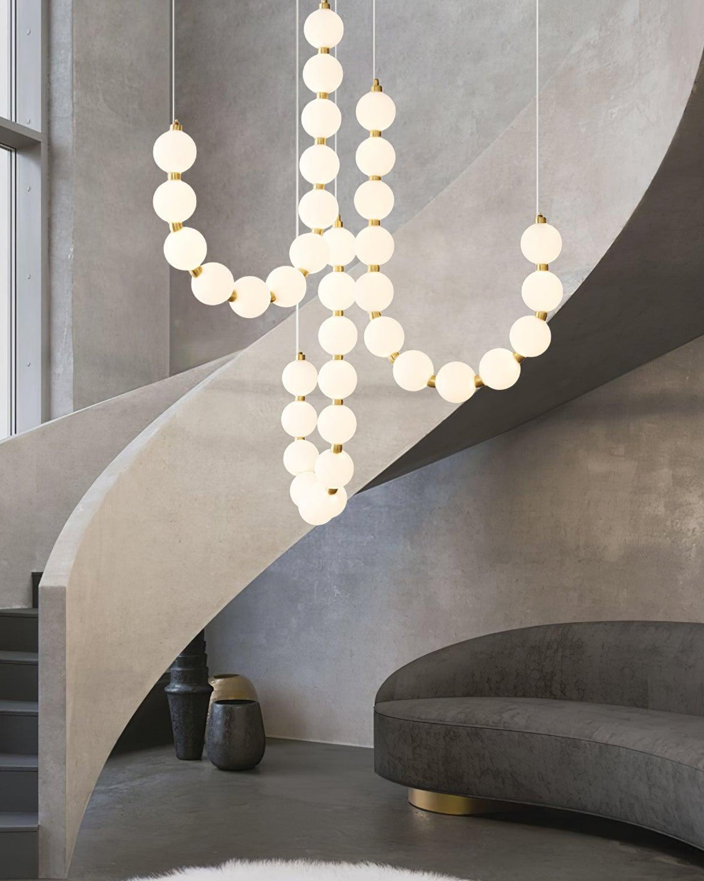 Brass Globe Chandelier Light Fixture - Modern Pearl Design for Dining Room & Living Spaces